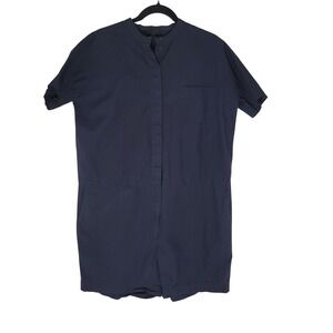 COS Navy Blue 100% Cotton Short Sleeve Button Front Romper‎ Jumpsuit Small